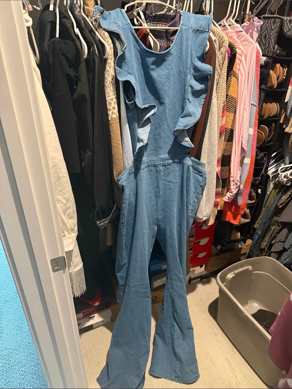 Fashion Nova Janis Denim Jumpsuit - Medium Wash Blue